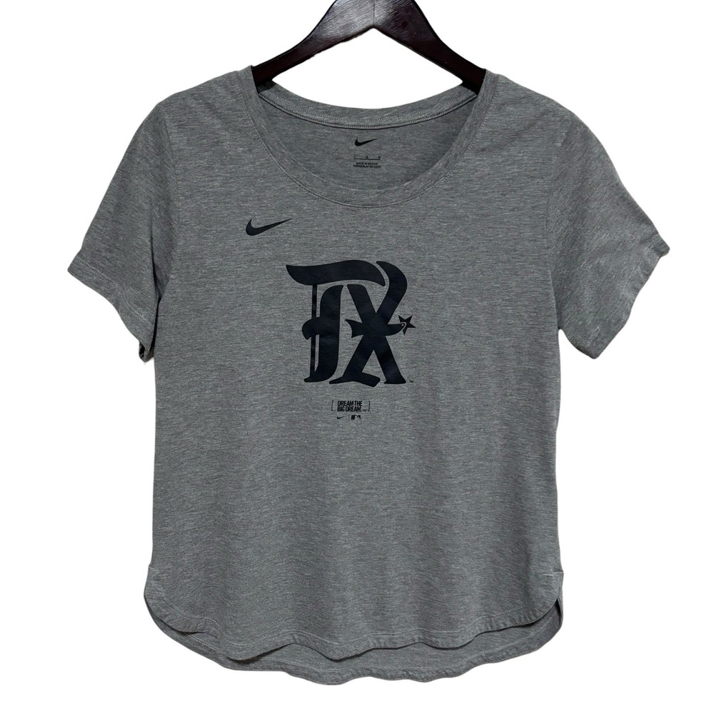 Nike Texas Rangers Women's City Edition Graphic T Shirt Gray Size Large 19 x 27